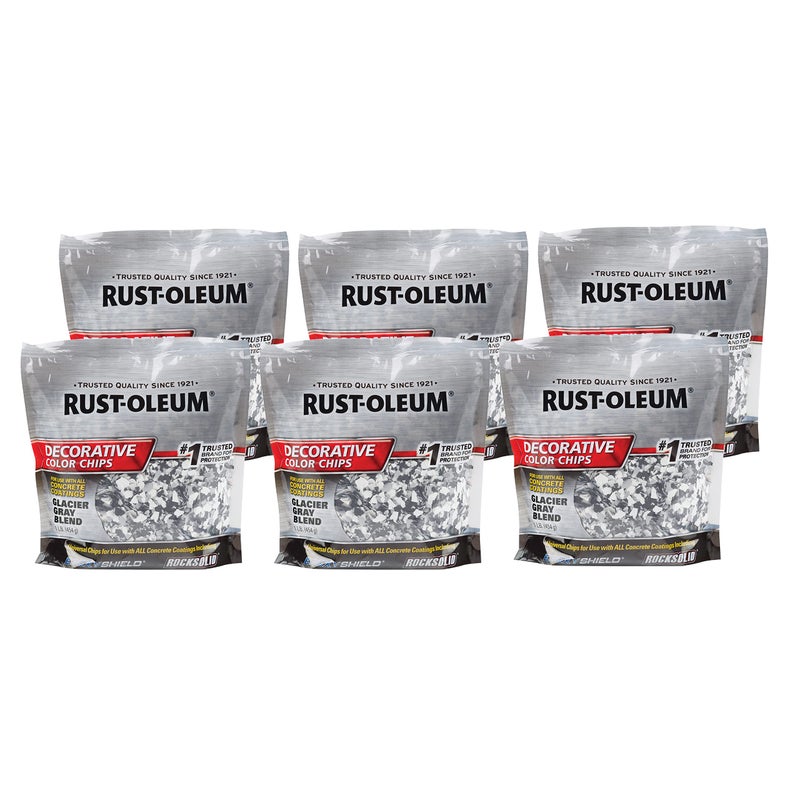 رست أوليوم رقائق ألوان زخرفية من Rust-Oleum 312449-6PK، 6 عبوات، مزيج رمادي جليدي، 96 أونصة - Image 1